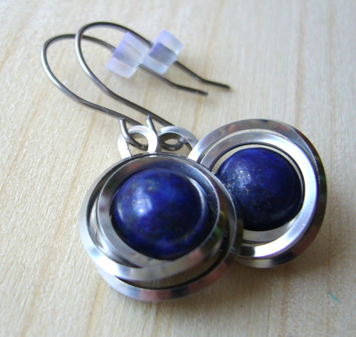 Náušnice / lapis lazuli / nerezky — foto 1