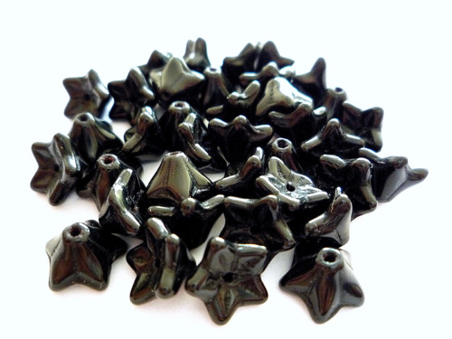 Mačkané korálky Zvonečky 10x6 mm Jet 10ks