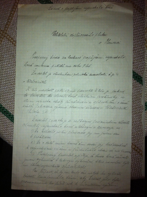 Žádost o propůjčení vojenského koně na sedm let