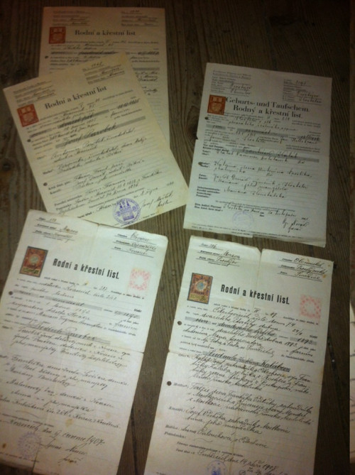 5 x Rodní a křestní list 1907 - 1941