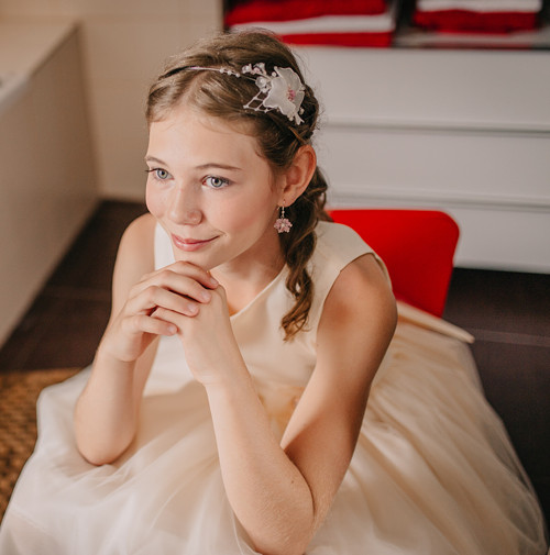 Dětská čelenka s náušnicemi růžová