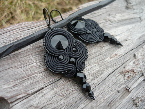 Soutache náušnice Black Elegant — foto 1