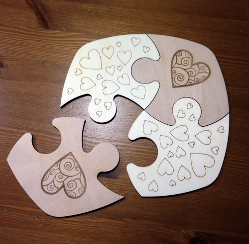 Puzzle podtácky - srdce 2