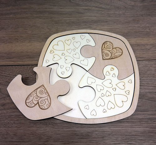 Puzzle podtácky s podložkou - srdce 2