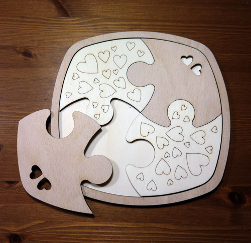Puzzle podtácky s podložkou - srdce 1