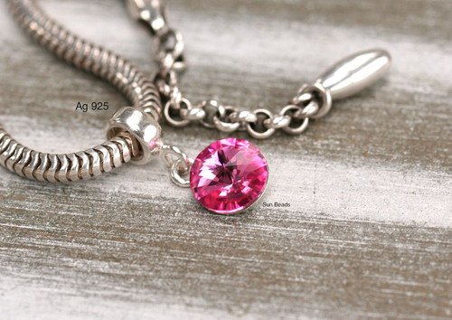 Přívěsek Rivoli Magenta na náramek Ag 925