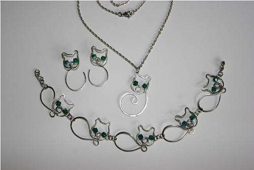 Kočička - souprava - Swarovski - chirurgická ocel