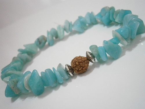 "Amazonit/Rudraksha" - minerálový náramek — foto 1