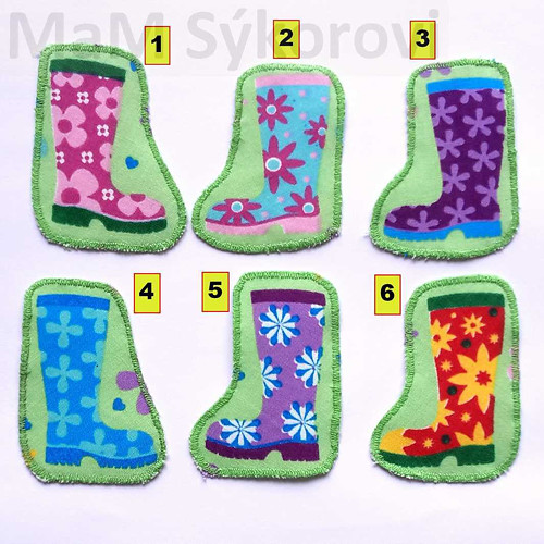 Nažehlovací záplaty holinky na zeleném