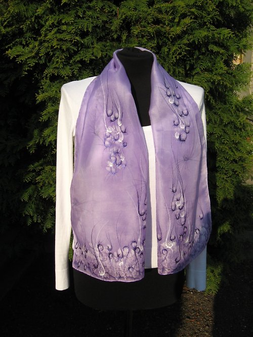 EVEMODE - hedvábný šál "Viola design" — foto 1