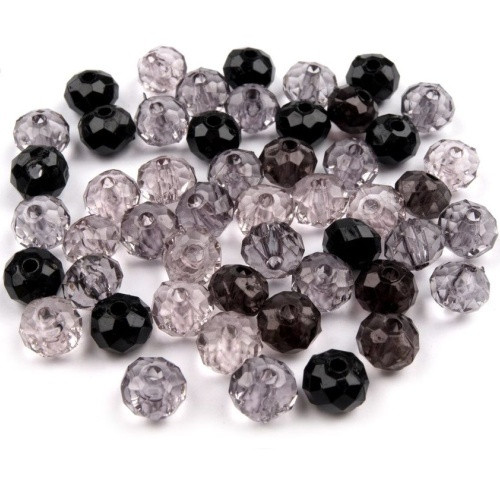 Plastové korálky slavík, tmavé, 6x8mm (20g)