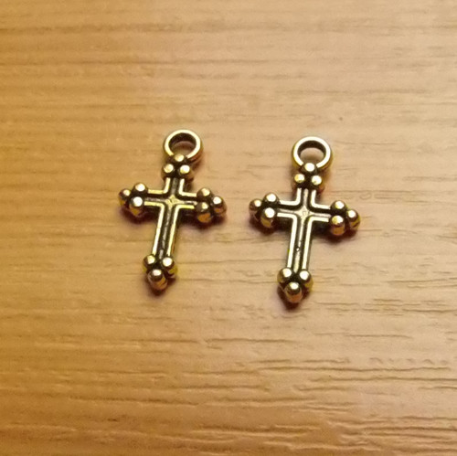 Křížek - "zlato" -15mm x 9mm - 4 kusy