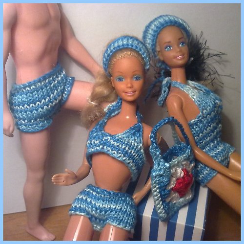 Modrobílé melírované plavky pro Barbie II. — foto 1