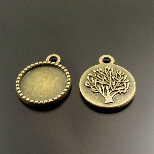 Přívěsek s lůžkem 14mm/starobronz-1ks