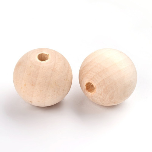 Korálky dřevěné, 30mm (5ks) - přírodní