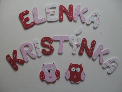 Dřevěná písmenka 8cm, sovičky — foto 1
