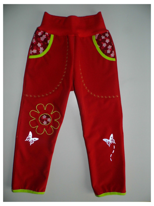 Softshellové kalhoty s kytičkou 104-110 — foto 1