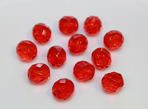 Broušené kuličky - 10mm - rubín - 15ks