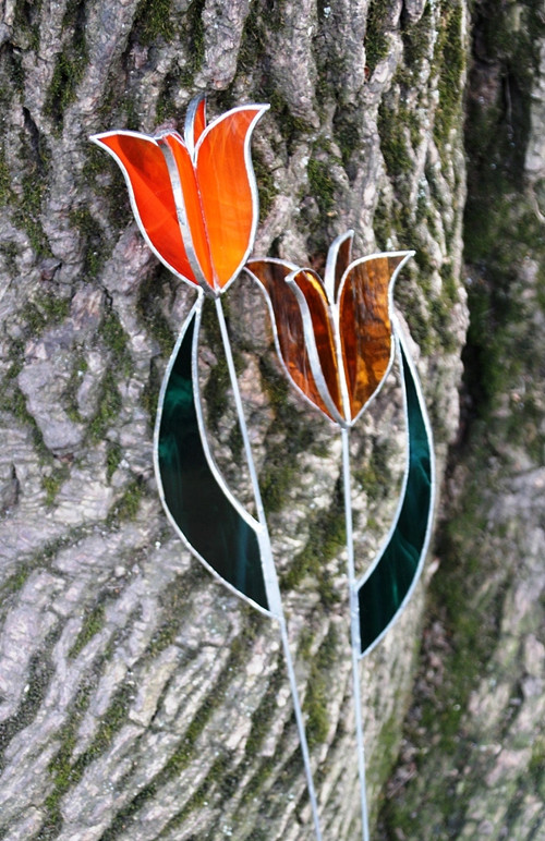 Vitrážové tulipány - plné — foto 1