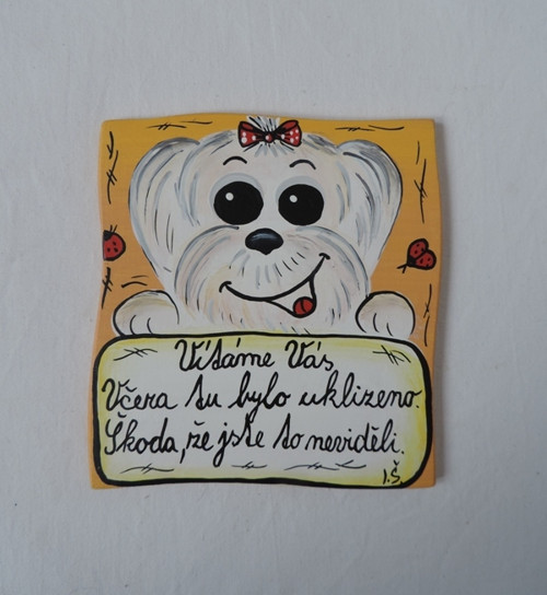 Cedulka na dveře-bílý pes II