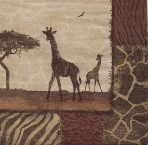 Papírový ubrousek, safari, žirafa, 2ks