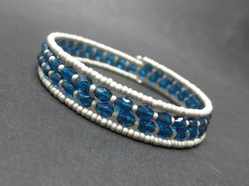 Náramek modro stříbrný 4 řady — foto 1