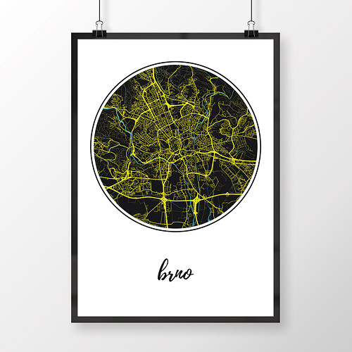 BRNO, 50x70cm, kulaté, černé — foto 1