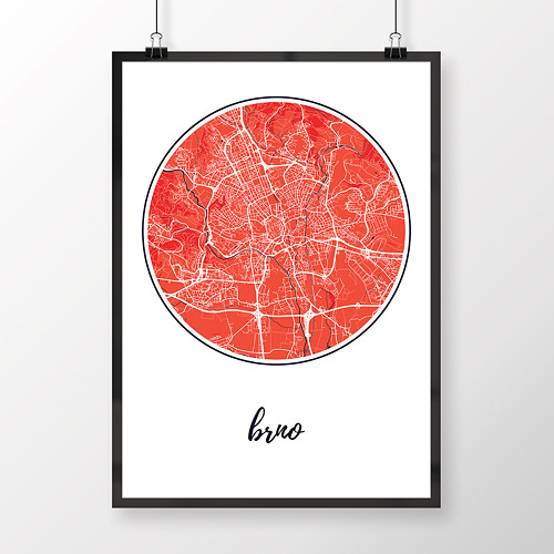 BRNO, 50x70cm, kulaté, červené — foto 1