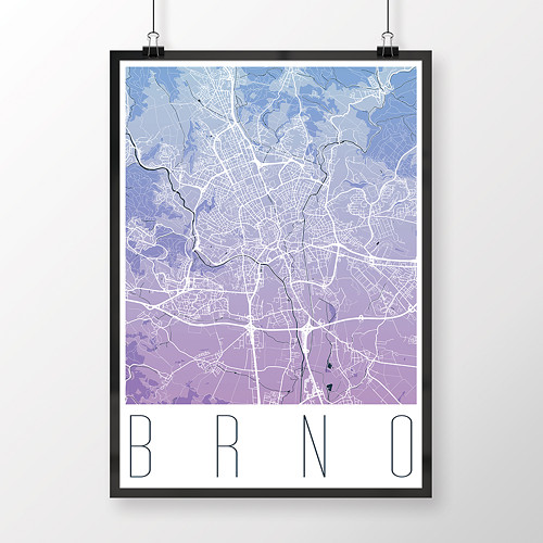 BRNO, 50x70cm, moderní, modro-fialové