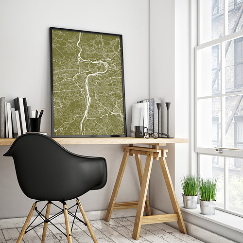 PRAHA, 50x70cm, minimalistická, zlatá
