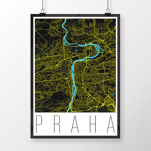 PRAHA, 50x70cm, moderní, černá — foto 1