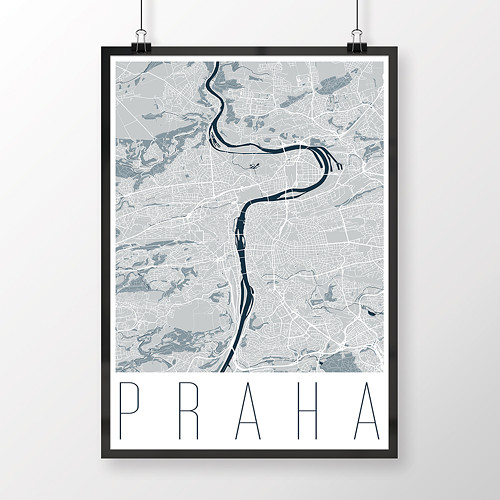 PRAHA, 50x70cm, moderní, světle modrá