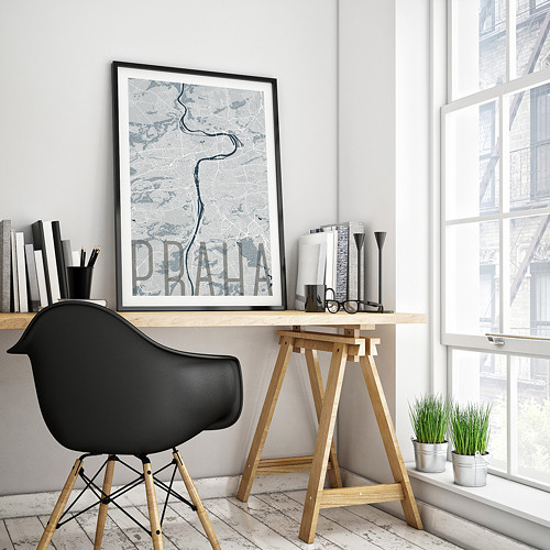 PRAHA, 50x70cm, elegantní, světle modrá — foto 1
