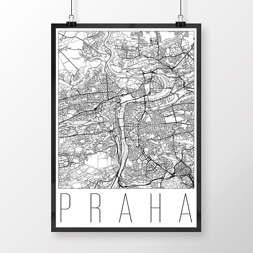 PRAHA, 50x70cm, moderní, bílá