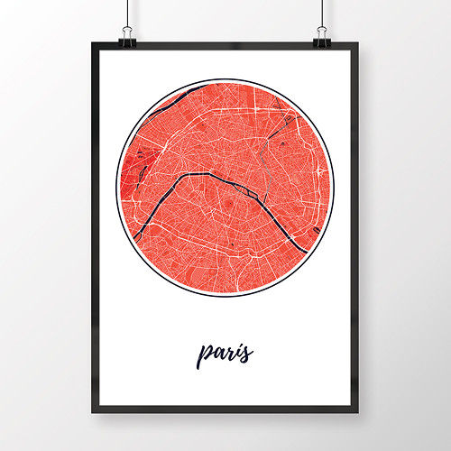 PAŘÍŽ, 50x70cm, kulatá, červená — foto 1