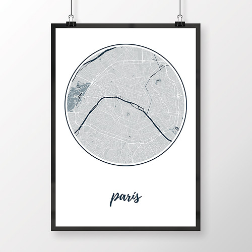 PAŘÍŽ, 50x70cm, kulatá, světle modrá — foto 1