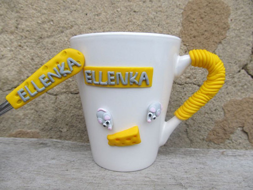 Hrníček a lžička S MYŠKAMI a se jménem