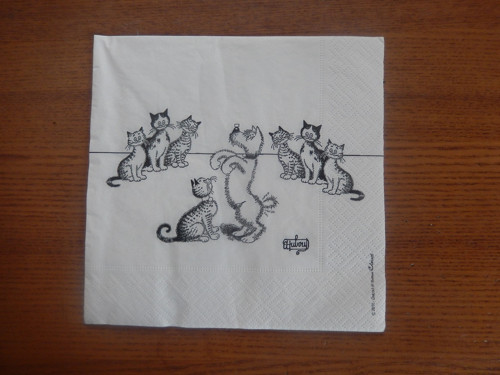 Ubrousek na decoupage - kočky a pes