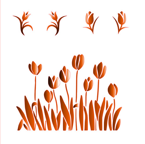 Tulipánky jednotlivé Čtvercová šablonka č.34