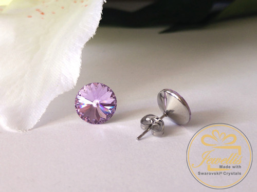 Ocelové náušnice Swarovski - Violet — foto 1