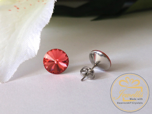 Ocelové náušnice Swarovski - Padparadscha