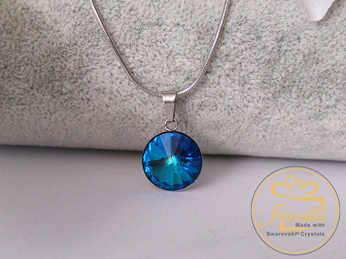 Ocelový náhrdelník Swarovski - Bermuda Blue