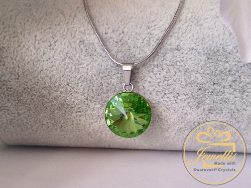 Ocelový náhrdelník Swarovski - Peridot — foto 1