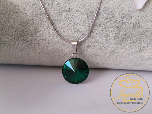 Ocelový náhrdelník Swarovski - Emerald