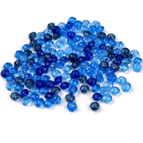 Plastové korálky slavík, modrá, 5x6mm (20g)