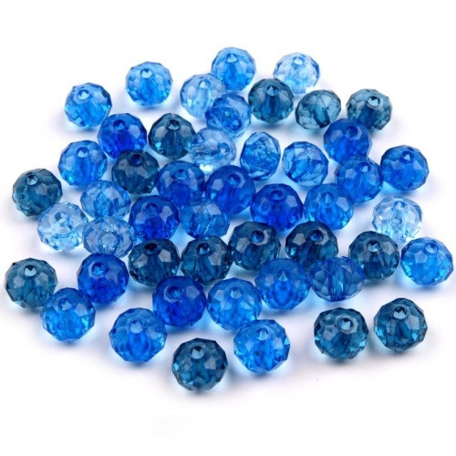 Plastové korálky slavík, modrá tm., 6x8mm (20g)