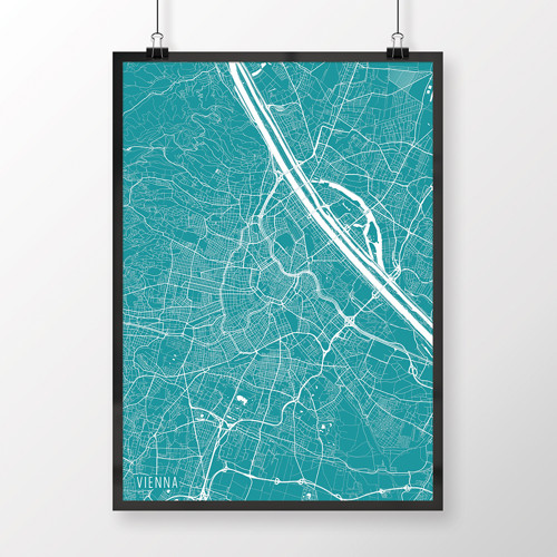 VÍDEŇ, 50x70cm, minimalistická, tyrkysová