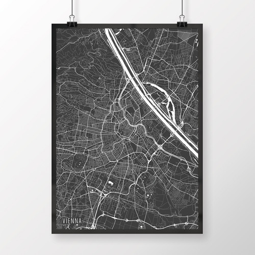 VÍDEŇ, 50x70cm, minimalistická, tmavě šedá — foto 1