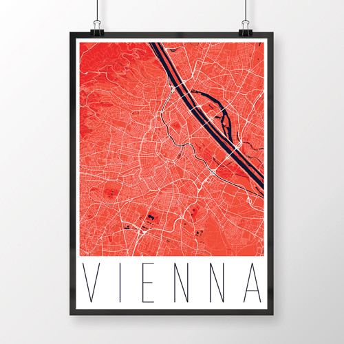 VÍDEŇ, 50x70cm, moderní, červená