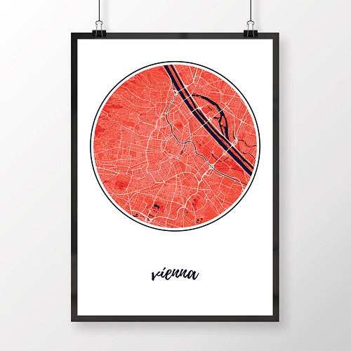 VÍDEŇ, 50x70cm, kulatá, červená — foto 1